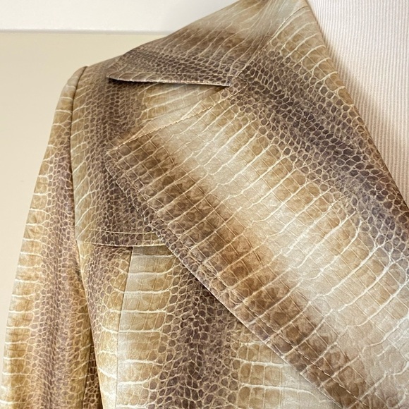 Helene Berman Python Print Tan Trench Coat Anthropologie size XS - Picture 3 of 11